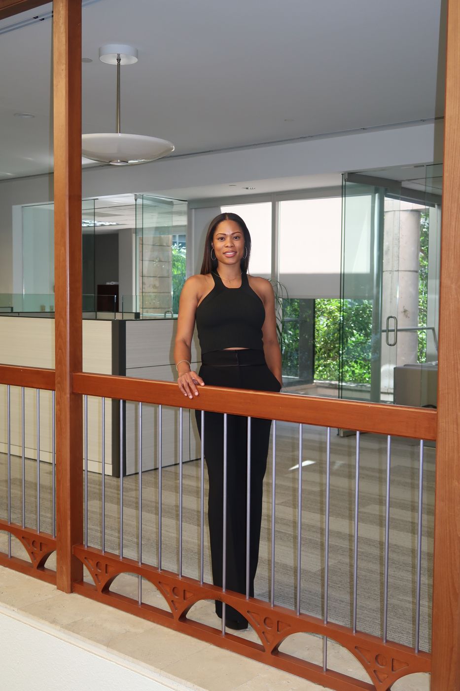 Cara Coley standing in an office lounge